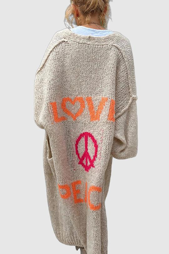 Coral - Vibrant Knit Cardigan for Boho-Chic Style