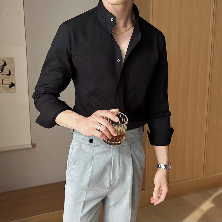 Jethro | Men’s Textured Long Sleeve Dress Shirt