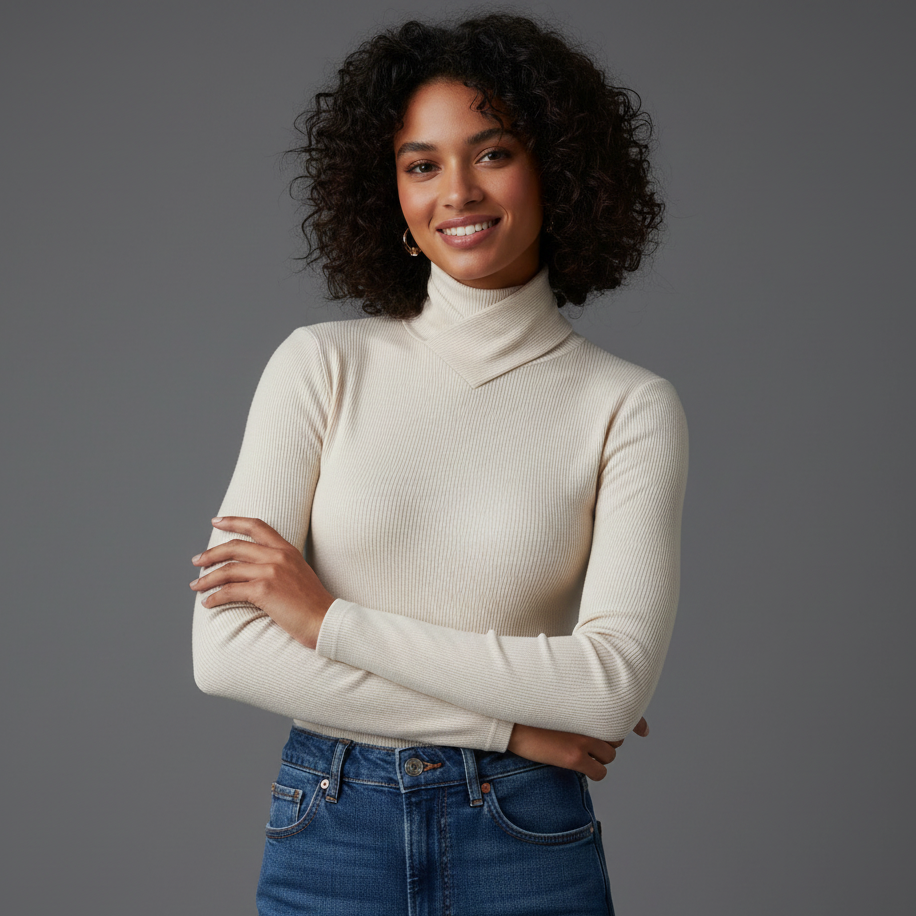 Anna | Elegant Spring Mock Neck Blouse