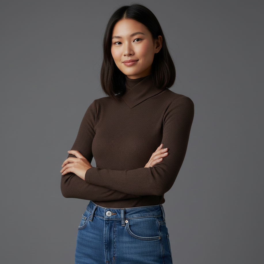 Anna | Elegant Spring Mock Neck Blouse