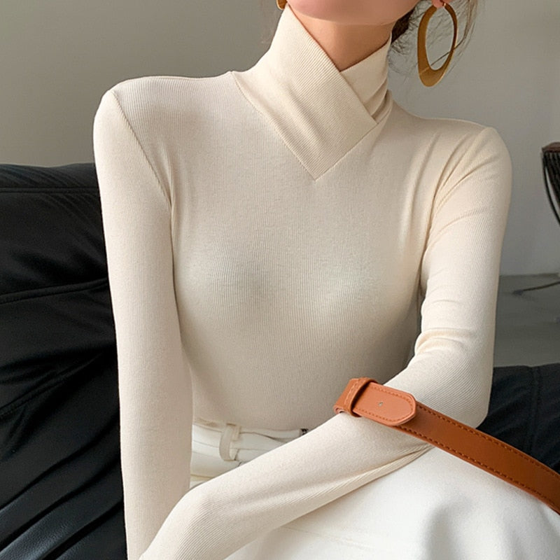 Anna | Elegant Spring Mock Neck Blouse