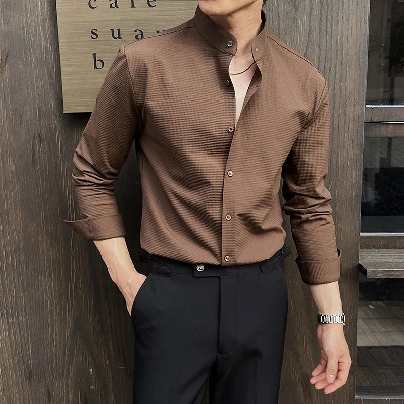 Jethro | Men’s Textured Long Sleeve Dress Shirt