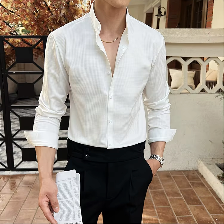 Jethro | Men’s Textured Long Sleeve Dress Shirt