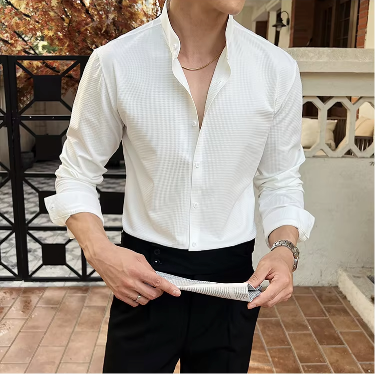 Jethro | Men’s Textured Long Sleeve Dress Shirt