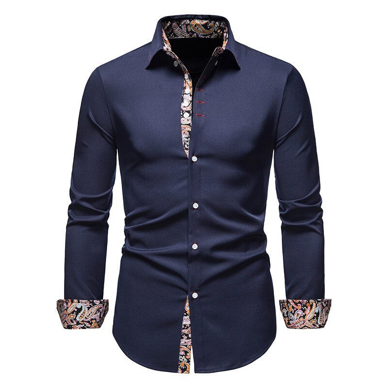 Mike | Men’s Tailored Dress Shirt with Floral Cuffs