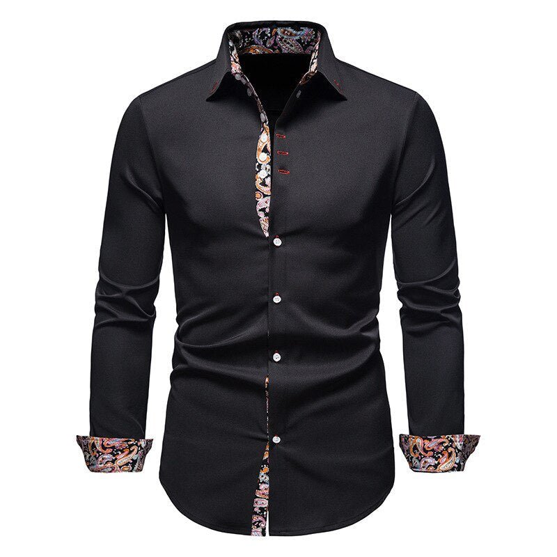 Mike | Men’s Tailored Dress Shirt with Floral Cuffs
