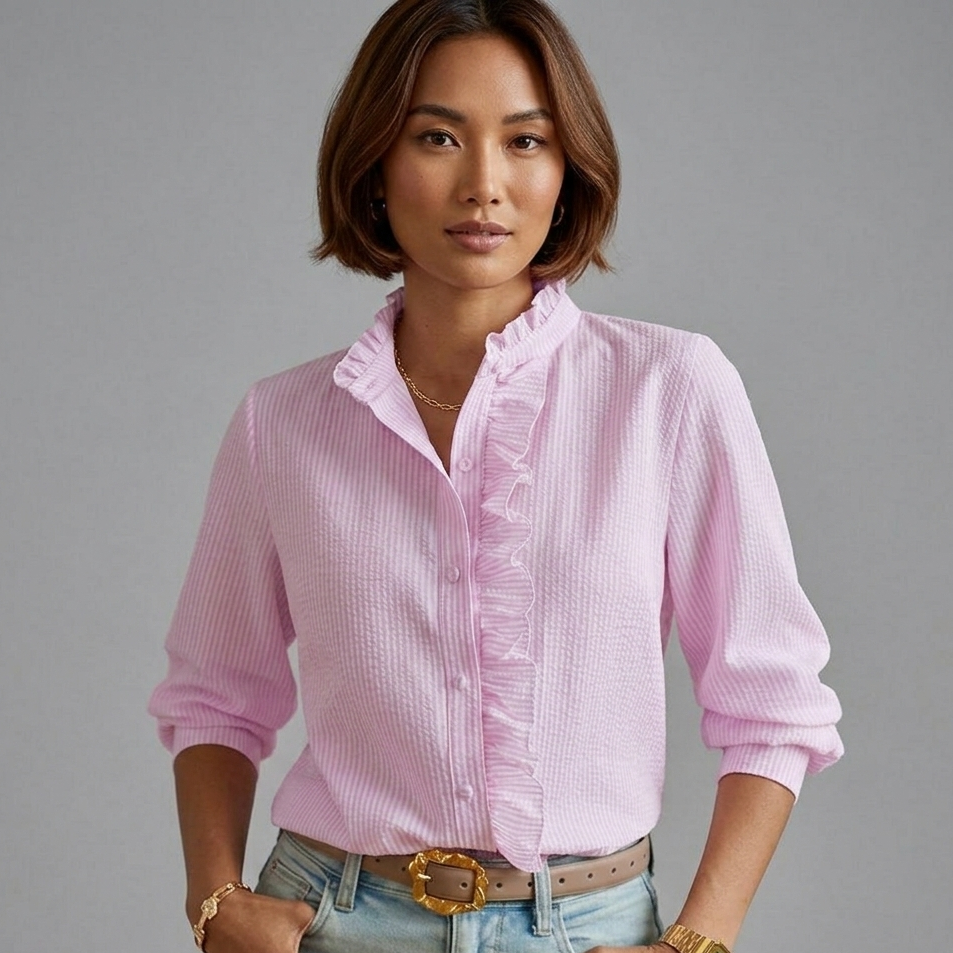 Noella | Ruffled Button-Front Blouse for Women